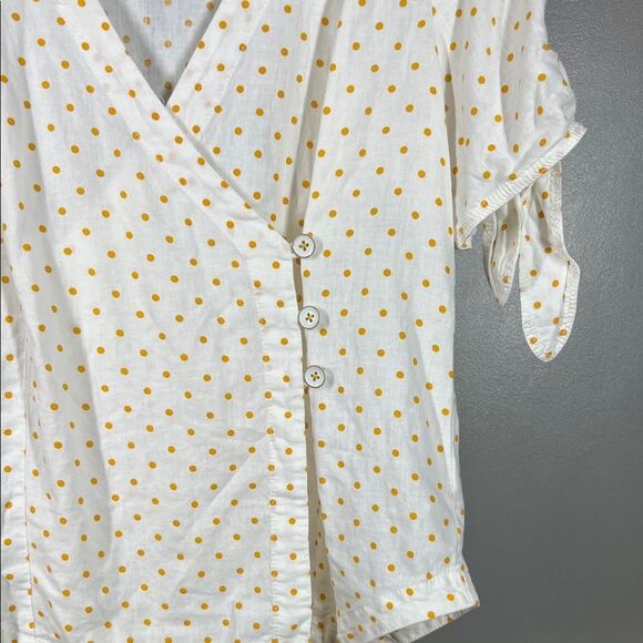 Maeve White and Yellow Polka Dot Blouse - Picture 3 of 6